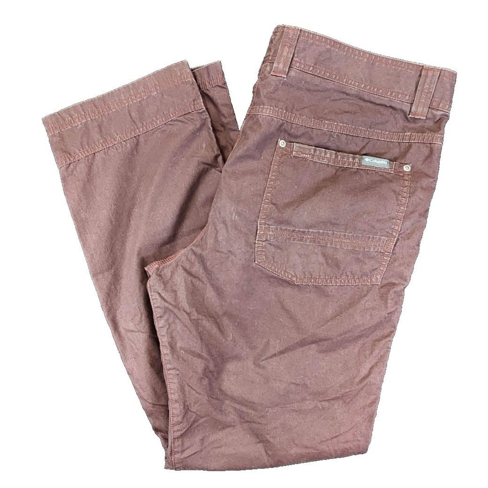 Columbia Pants Mens 38x32 Brown Burgundy  Sportswear Regular Fit Cotton Nylon